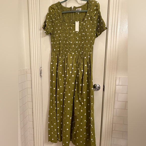 NWT Damson Madder x Anthropologie Raphaela Shirred Maxi Dress - Picture 4 of 5